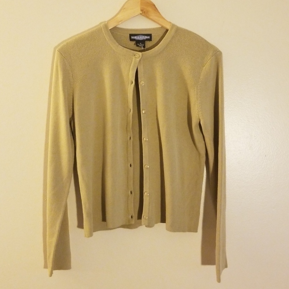 Ladies World Republic Tan Cardigan Sweater
